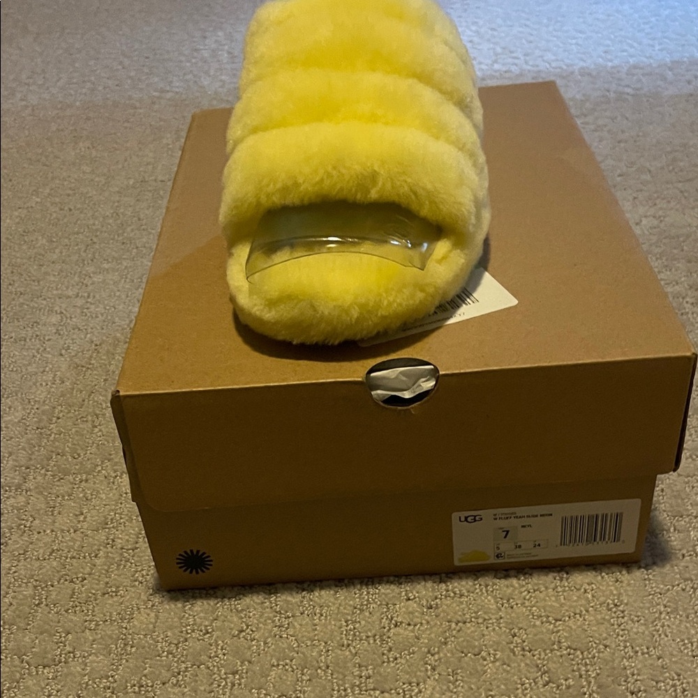 UGG Yellow Fluffy Slippers